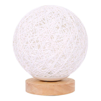 Handcrafted Moon Table Lamp with Linen Shade and Wooden Base
