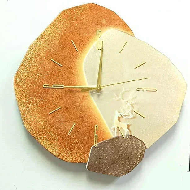 Irregular Wooden Wall Clock with Silent Mechanism