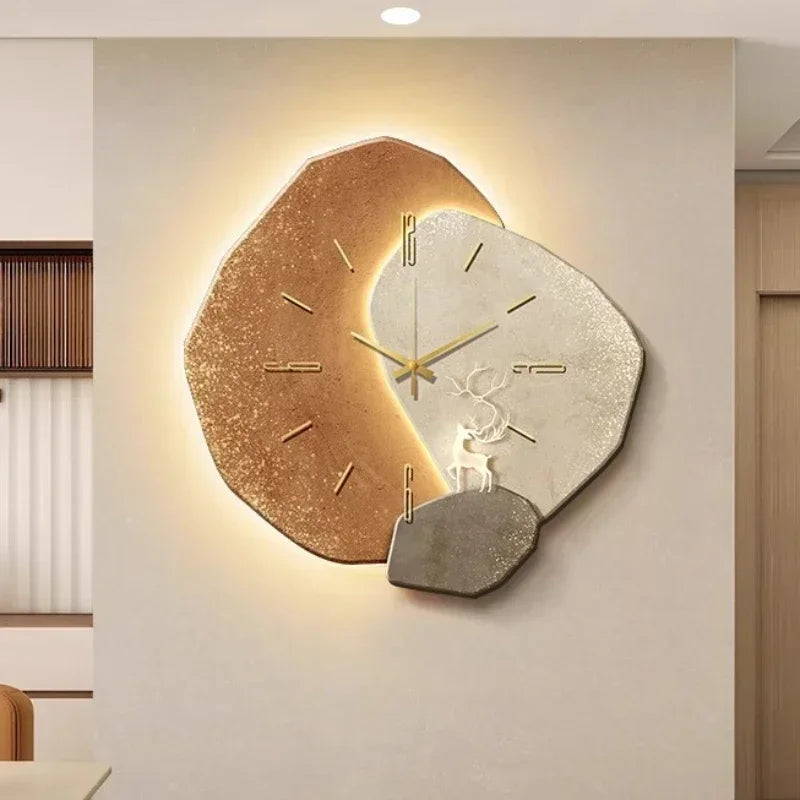 Irregular Wooden Wall Clock with Silent Mechanism