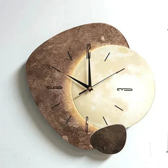 Irregular Wooden Wall Clock with Silent Mechanism