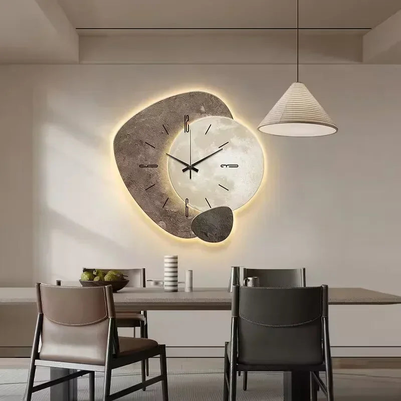 Irregular Wooden Wall Clock with Silent Mechanism