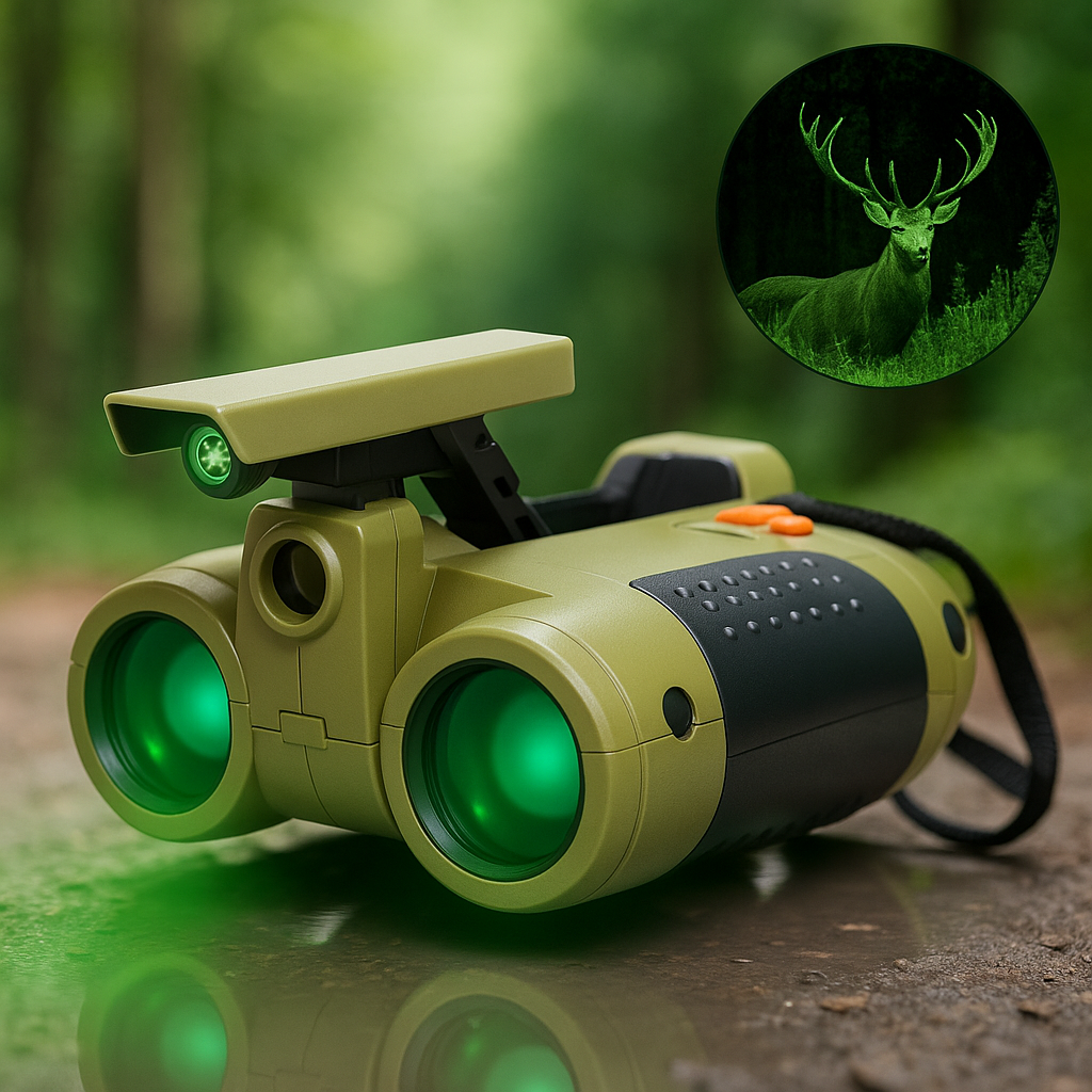 Kids Night Vision Binoculars with 4x Magnification and Waterproof Housing