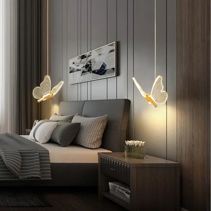 LED Butterfly Pendant Light with Glass and Metal Design