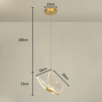 LED Butterfly Pendant Light with Glass and Metal Design