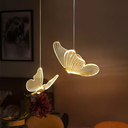 LED Butterfly Pendant Light with Glass and Metal Design