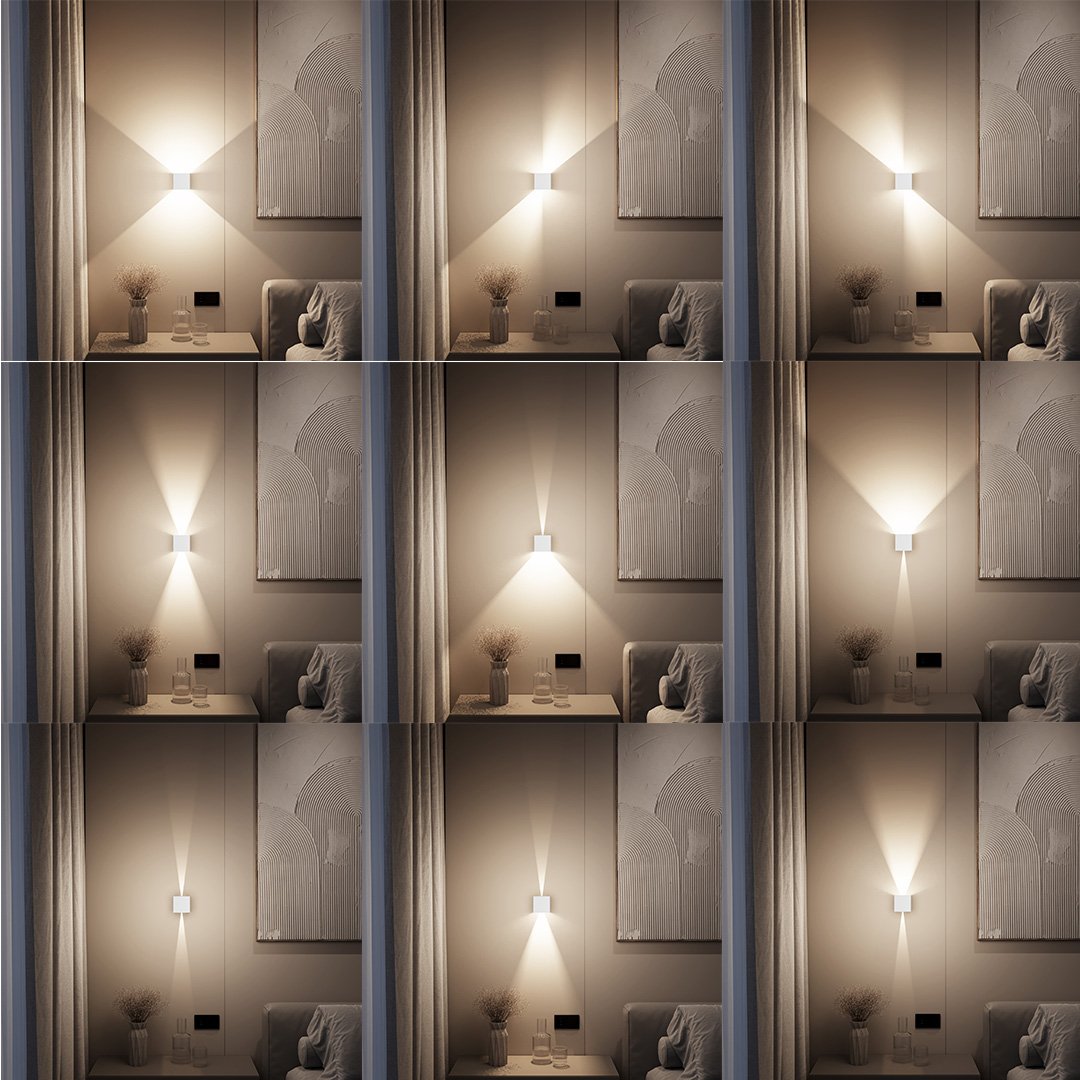 LED Wall Light with Adjustable Light Flaps for Indoor and Outdoor Use