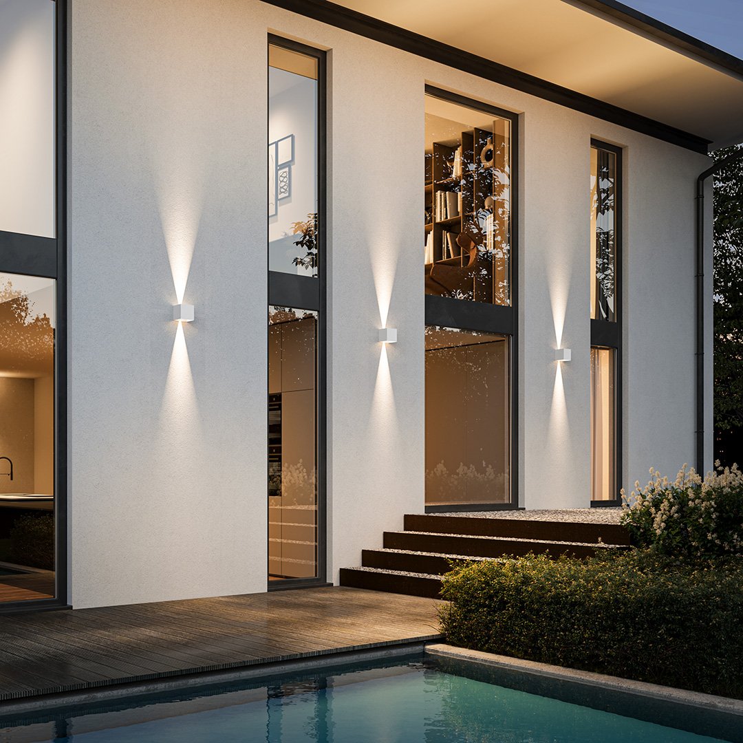 LED Wall Light with Adjustable Light Flaps for Indoor and Outdoor Use
