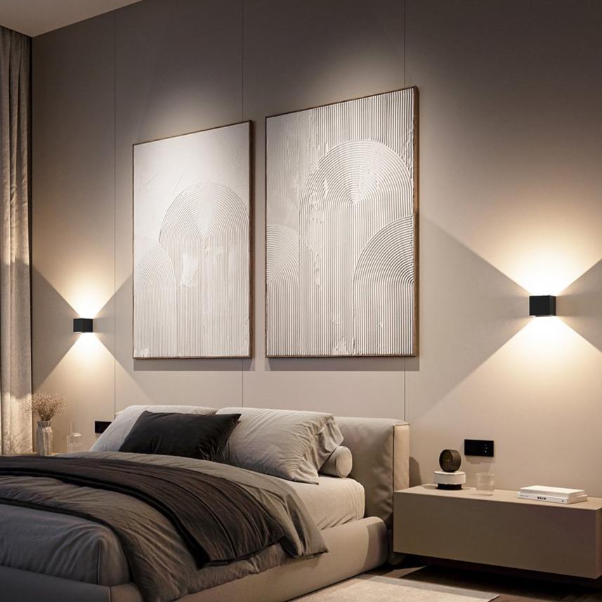 LED Wall Light with Adjustable Light Flaps for Indoor and Outdoor Use
