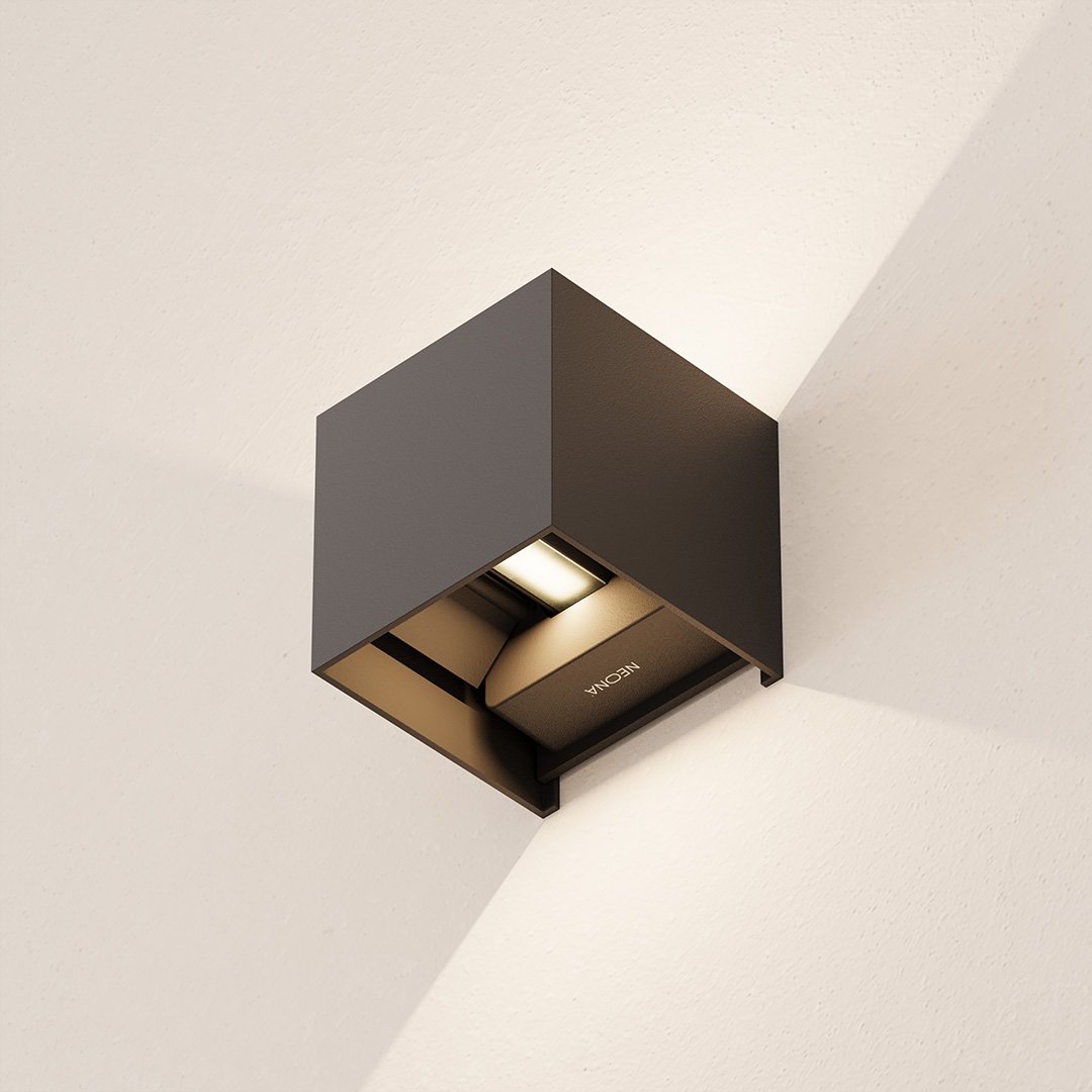 LED Wall Light with Adjustable Light Flaps for Indoor and Outdoor Use