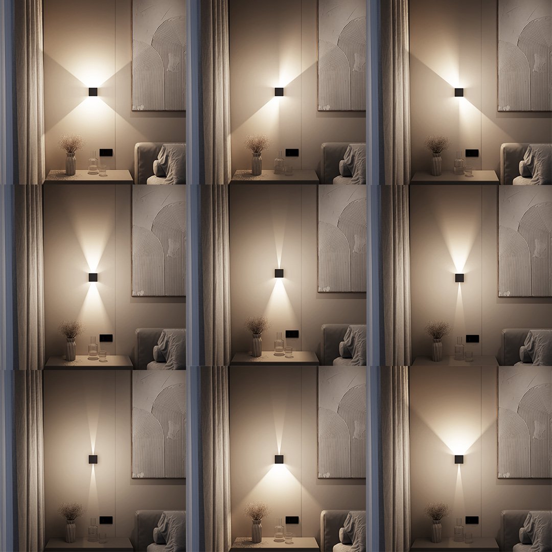 LED Wall Light with Adjustable Light Flaps for Indoor and Outdoor Use