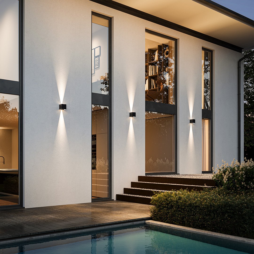 LED Wall Light with Adjustable Light Flaps for Indoor and Outdoor Use