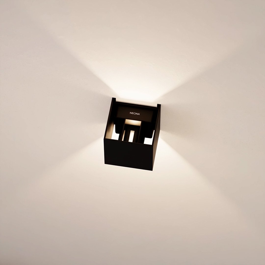 LED Wall Light with Adjustable Light Flaps for Indoor and Outdoor Use
