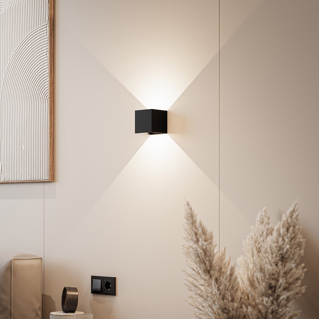 LED Wall Light with Adjustable Light Flaps for Indoor and Outdoor Use