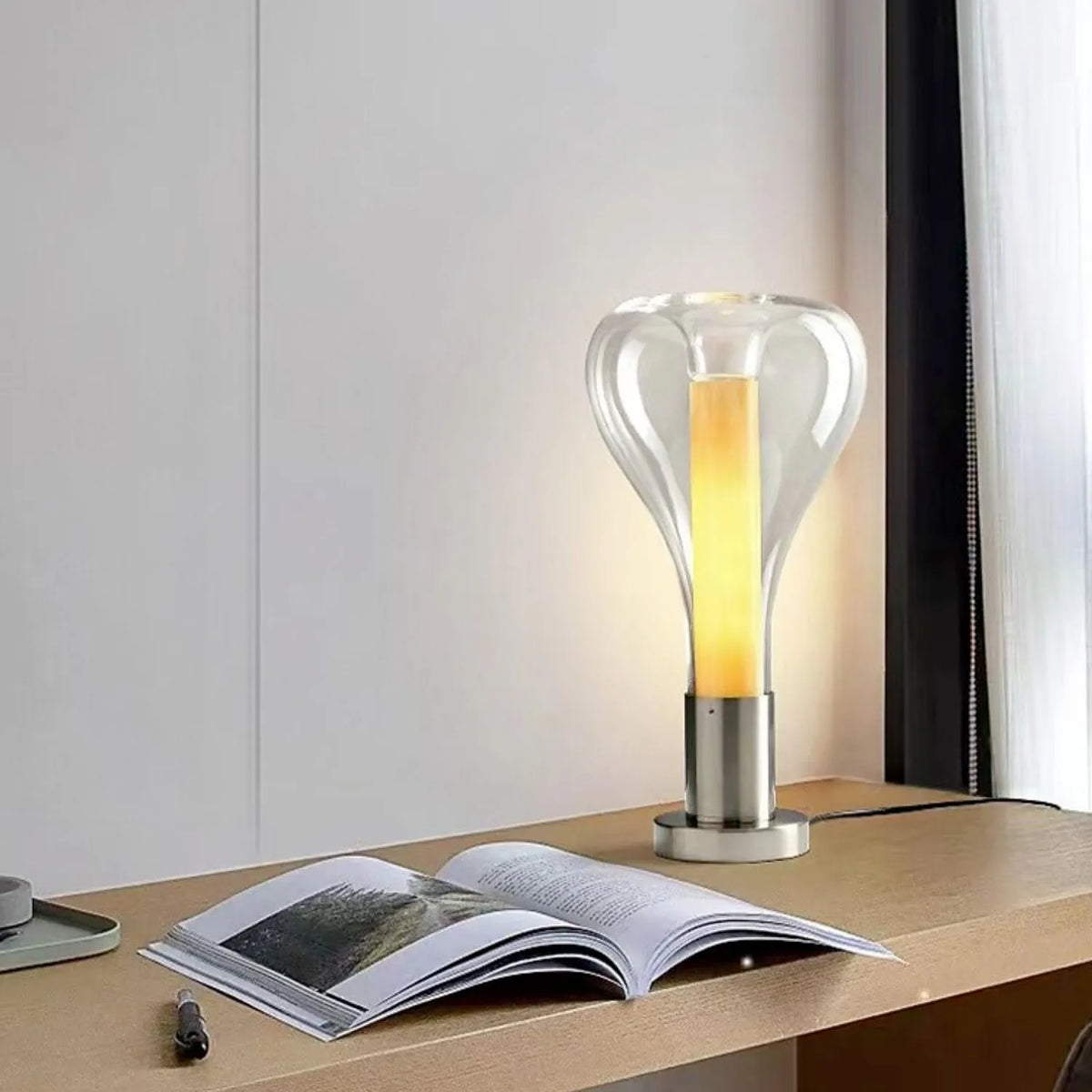 Lava Table Lamp with Dynamic LED Light and Artistic Glass Design