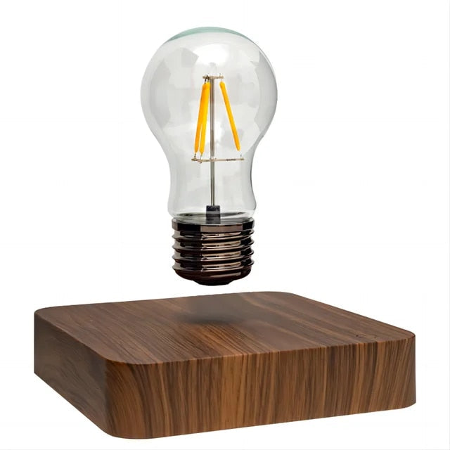 Magnetic Levitation Table Lamp with Walnut Wood Base and Floating LED Bulb