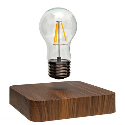 Magnetic Levitation Table Lamp with Walnut Wood Base and Floating LED Bulb