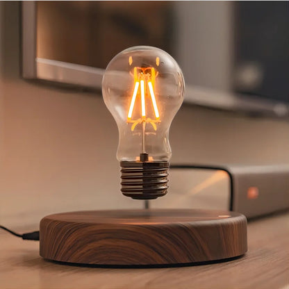 Magnetic Levitation Table Lamp with Walnut Wood Base and Floating LED Bulb