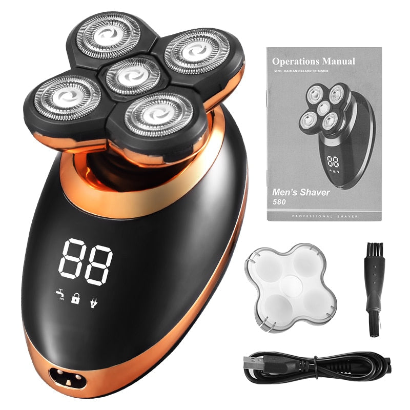 Men's 4D Electric Shaver | Waterproof Wireless Trimmer for Face, Head & Body