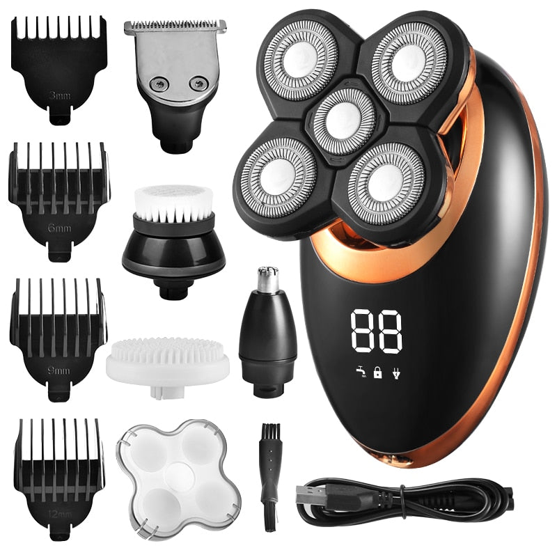 Men's 4D Electric Shaver | Waterproof Wireless Trimmer for Face, Head & Body