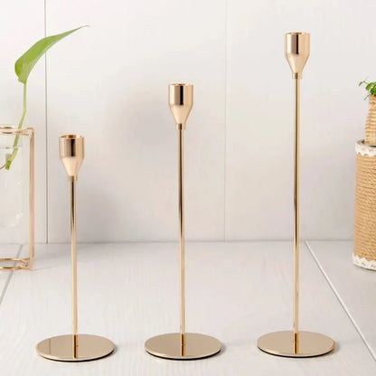 Metal Candle Holders with Gold Finish for Elegant Table Decor