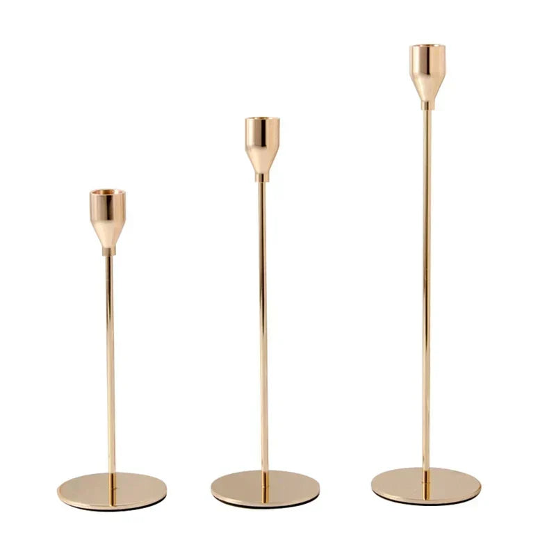 Metal Candle Holders with Gold Finish for Elegant Table Decor