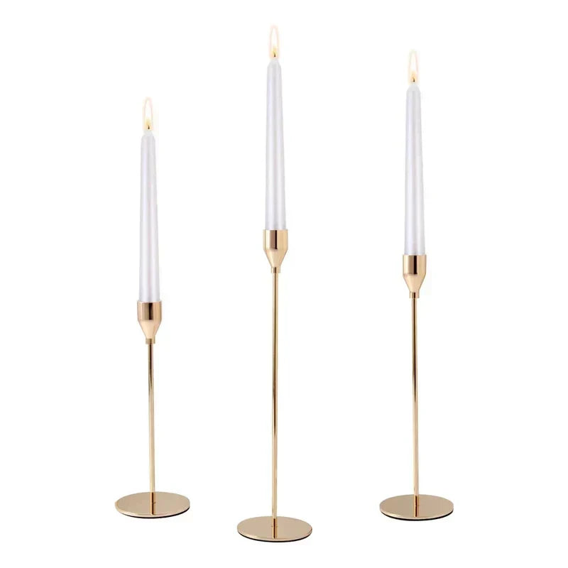 Metal Candle Holders with Gold Finish for Elegant Table Decor