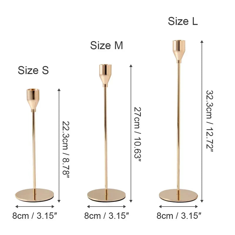 Metal Candle Holders with Gold Finish for Elegant Table Decor
