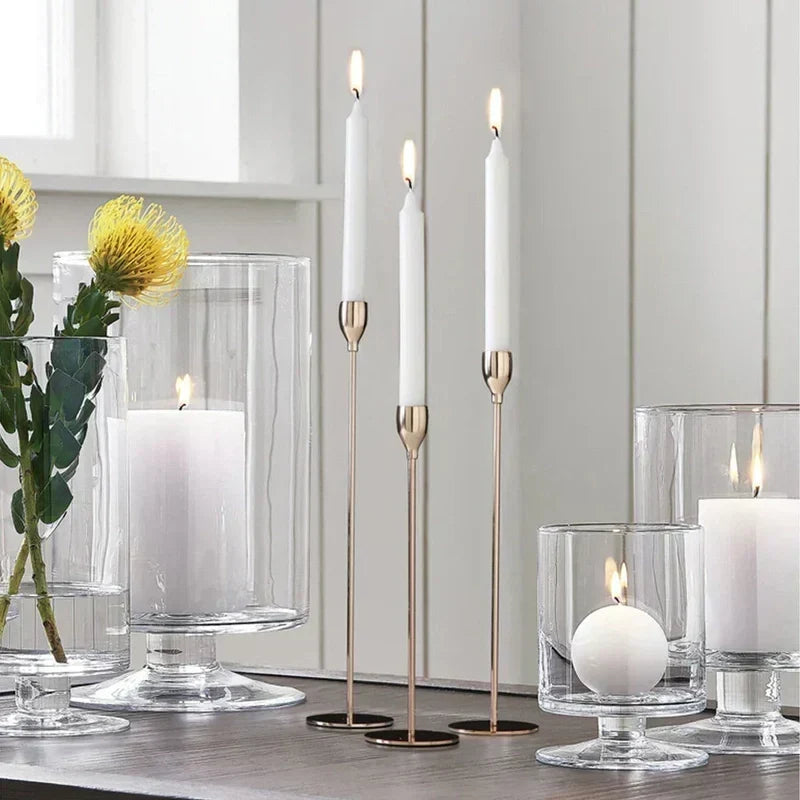 Metal Candle Holders with Gold Finish for Elegant Table Decor