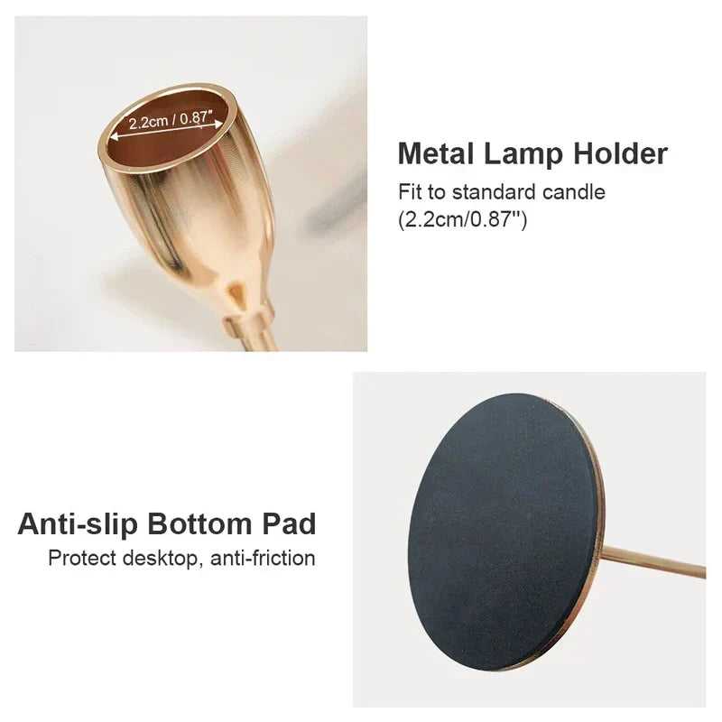 Metal Candle Holders with Gold Finish for Elegant Table Decor
