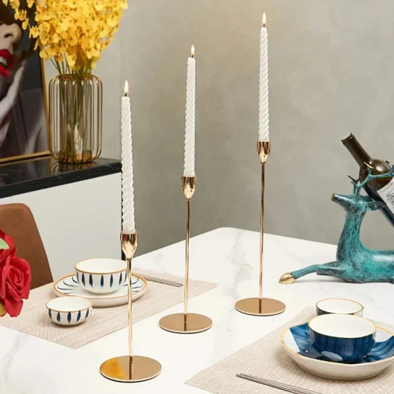 Metal Candle Holders with Gold Finish for Elegant Table Decor