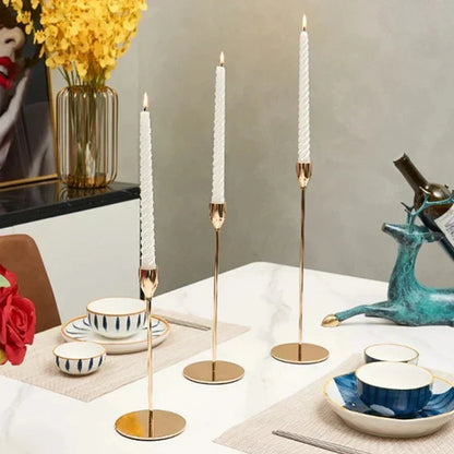 Metal Candle Holders with Gold Finish for Elegant Table Decor