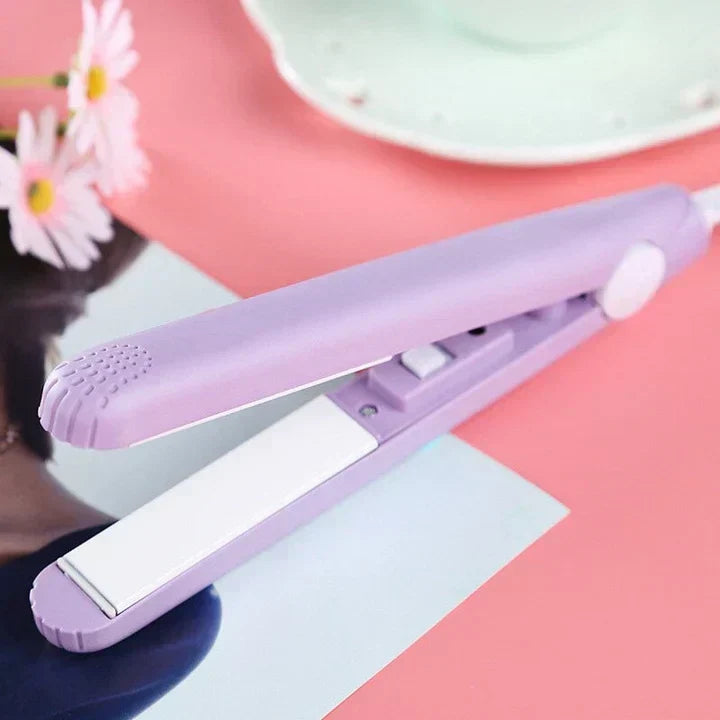 Mini Ceramic Hair Straightener and Curling Iron 2-in-1