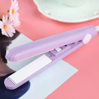 Mini Ceramic Hair Straightener and Curling Iron 2-in-1