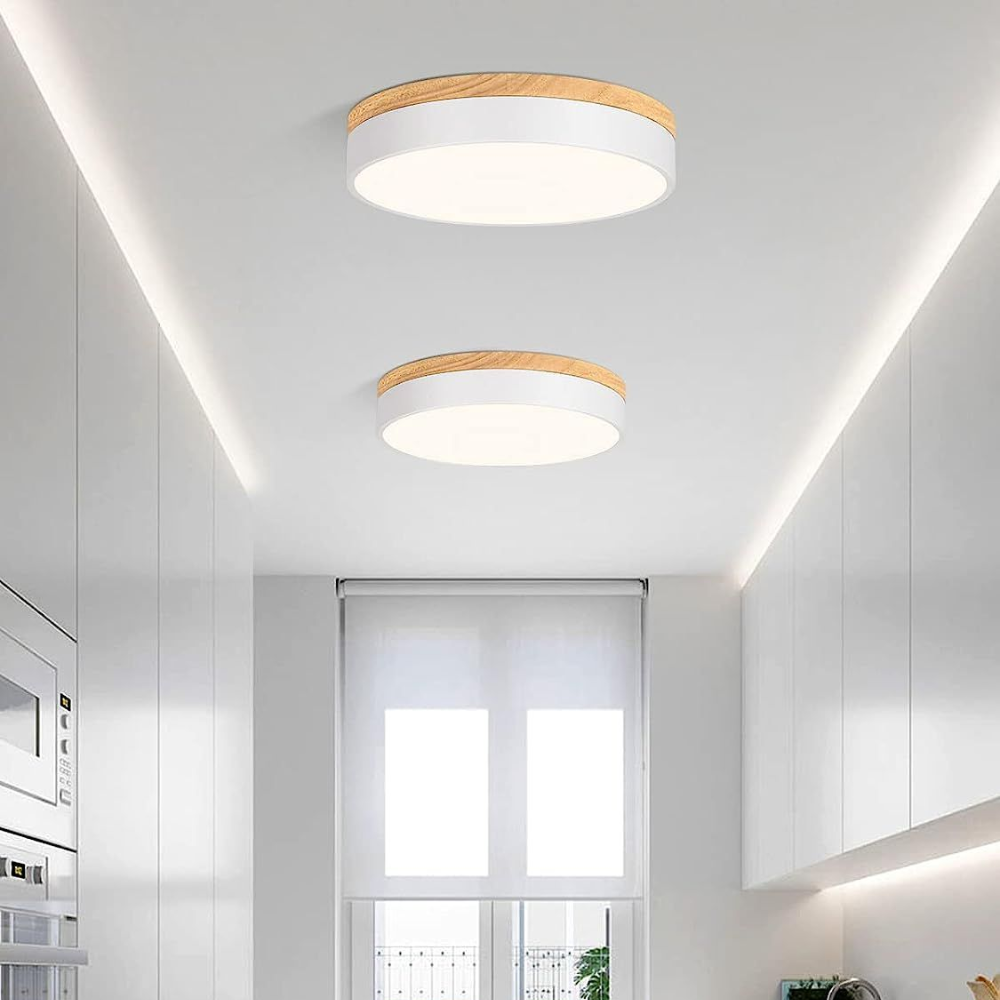 Minimalist Ceiling Light with Natural Wood and Metal Frame