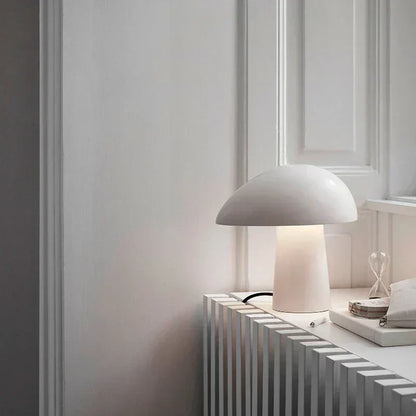 Minimalist Mushroom Table Lamp with Wood Accents