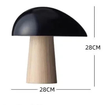 Minimalist Mushroom Table Lamp with Wood Accents