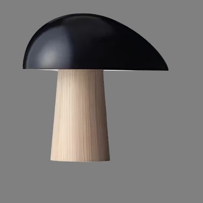 Minimalist Mushroom Table Lamp with Wood Accents