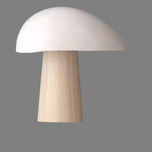 Minimalist Mushroom Table Lamp with Wood Accents