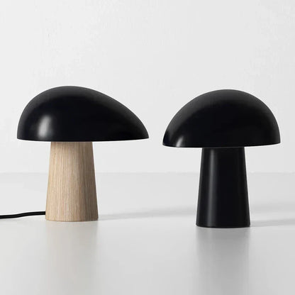 Minimalist Mushroom Table Lamp with Wood Accents