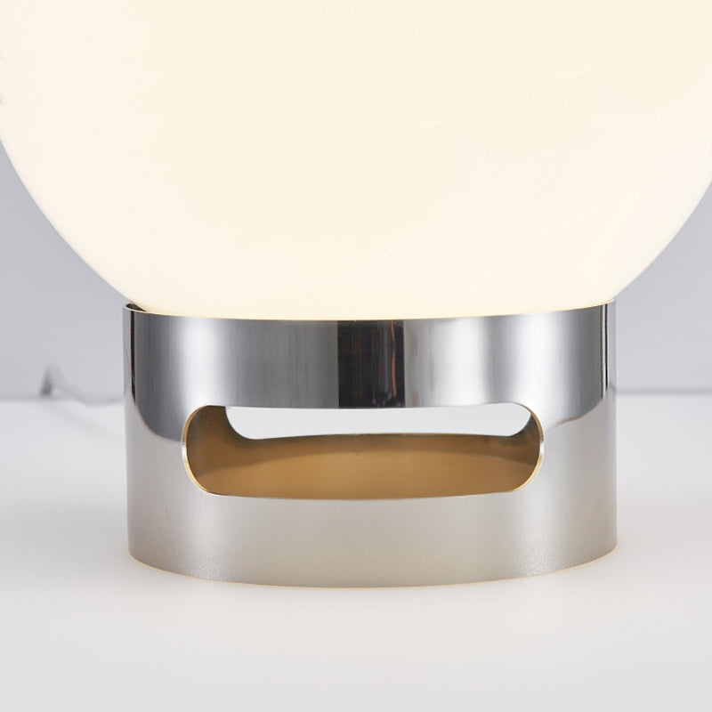 Minimalist Opal Glass Table Lamp with Stainless Steel Base
