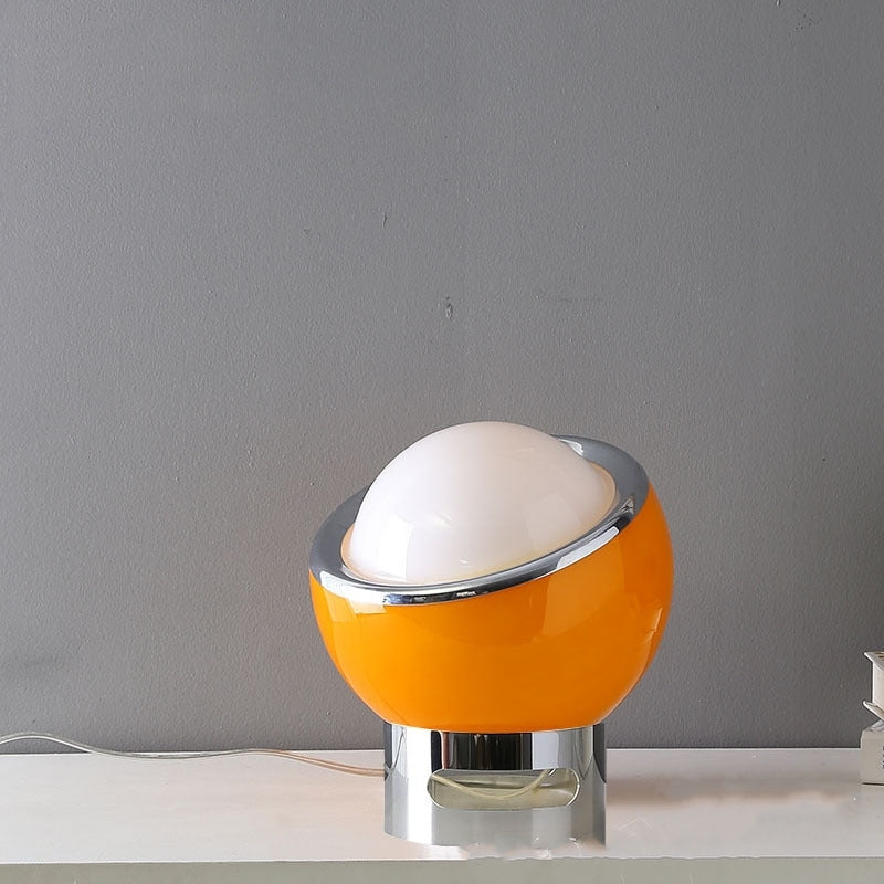 Minimalist Opal Glass Table Lamp with Stainless Steel Base