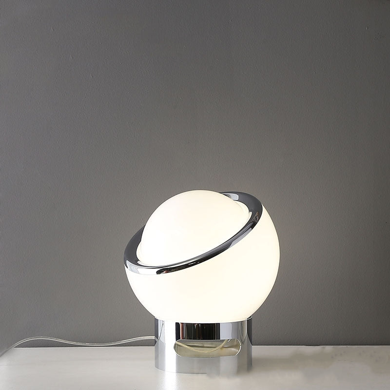 Minimalist Opal Glass Table Lamp with Stainless Steel Base