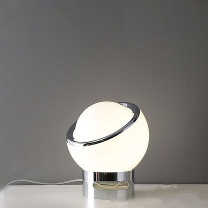 Minimalist Opal Glass Table Lamp with Stainless Steel Base