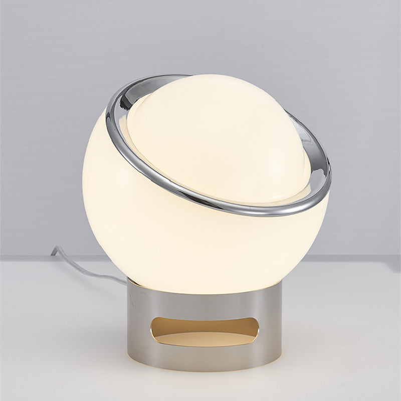 Minimalist Opal Glass Table Lamp with Stainless Steel Base