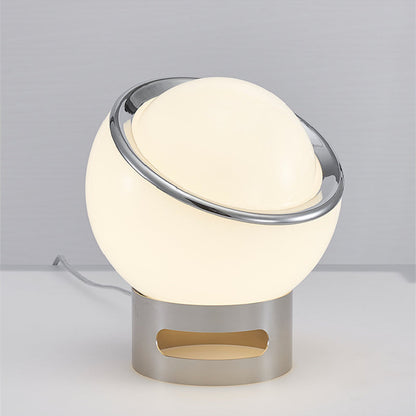 Minimalist Opal Glass Table Lamp with Stainless Steel Base
