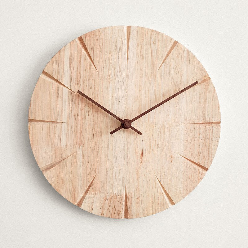Minimalist Solid Wood Wall Clock with Silent Quartz Movement