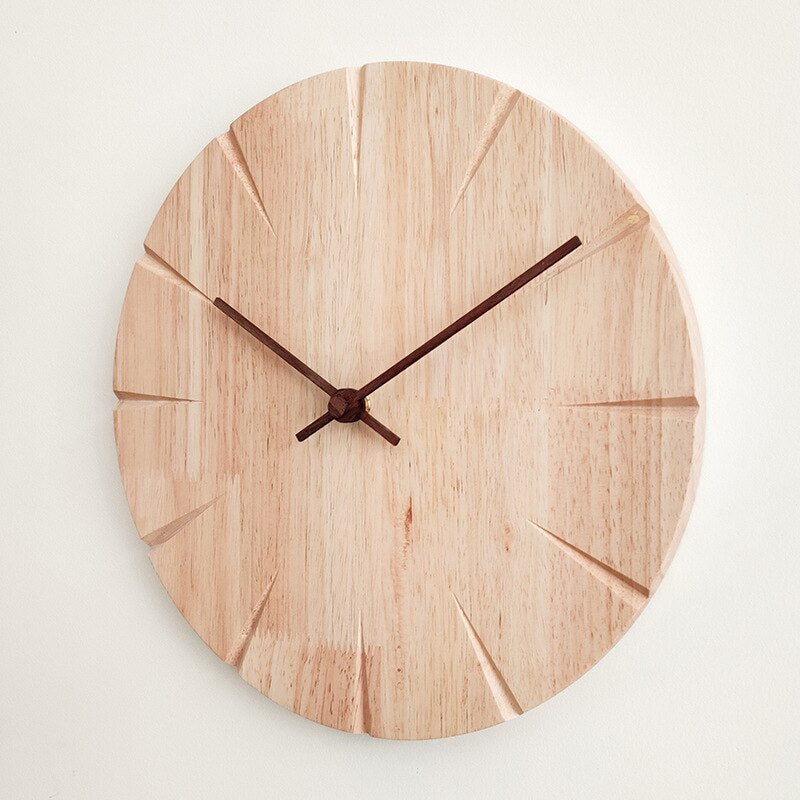 Minimalist Solid Wood Wall Clock with Silent Quartz Movement