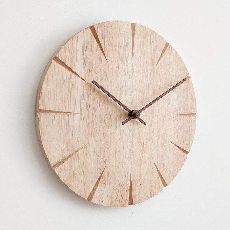 Minimalist Solid Wood Wall Clock with Silent Quartz Movement