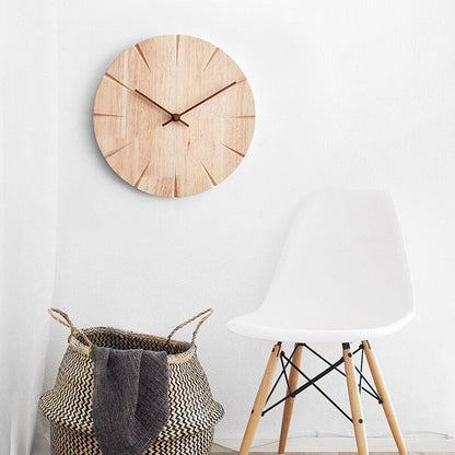 Minimalist Solid Wood Wall Clock with Silent Quartz Movement