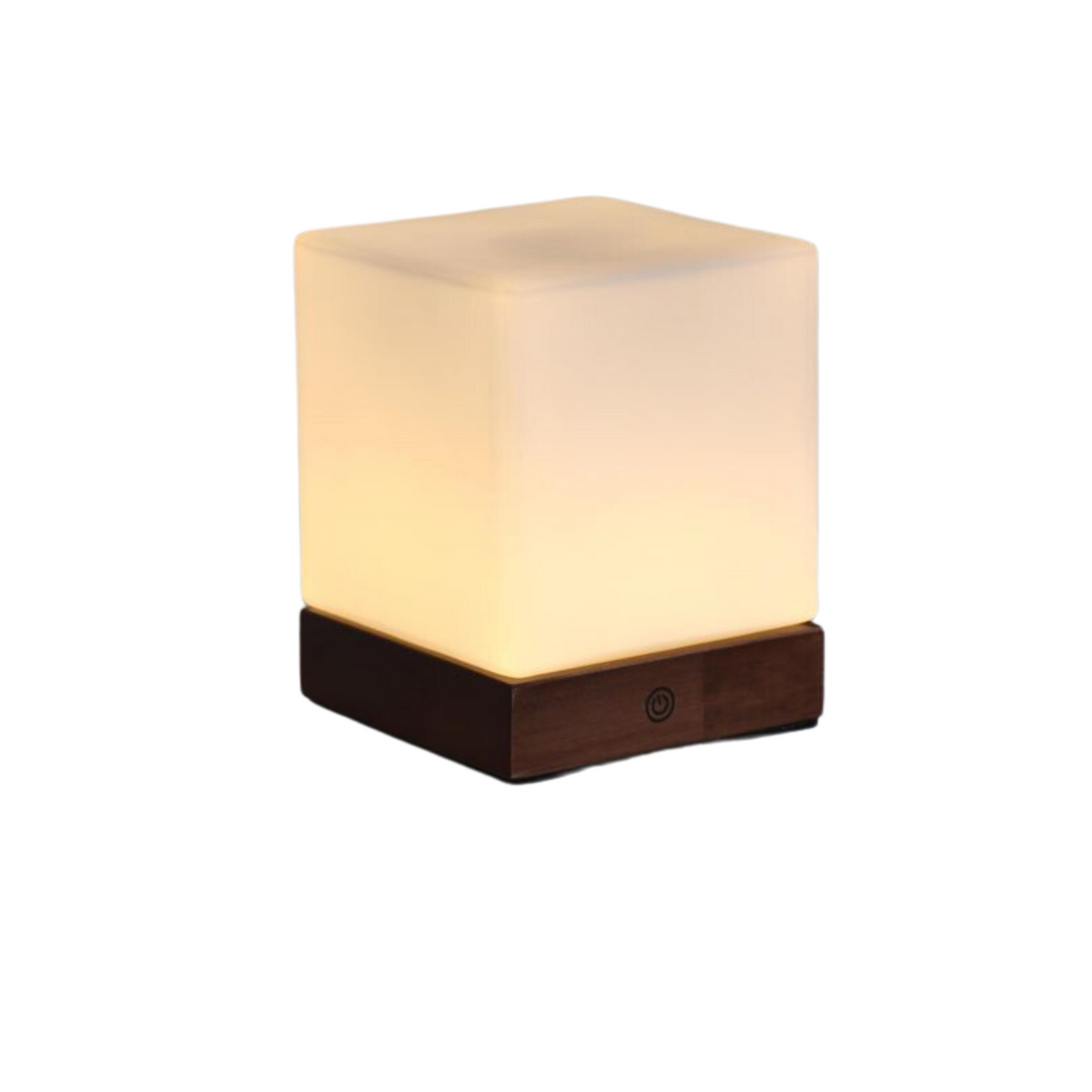 Minimalist Table Lamp with Wooden Accents and Frosted Glass